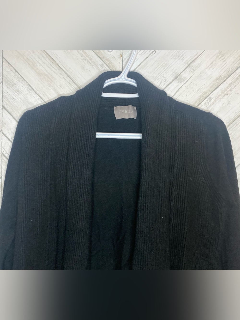 Cyrus Black Open-Front Ribbed Knit Cardigan - Picture 2 of 6